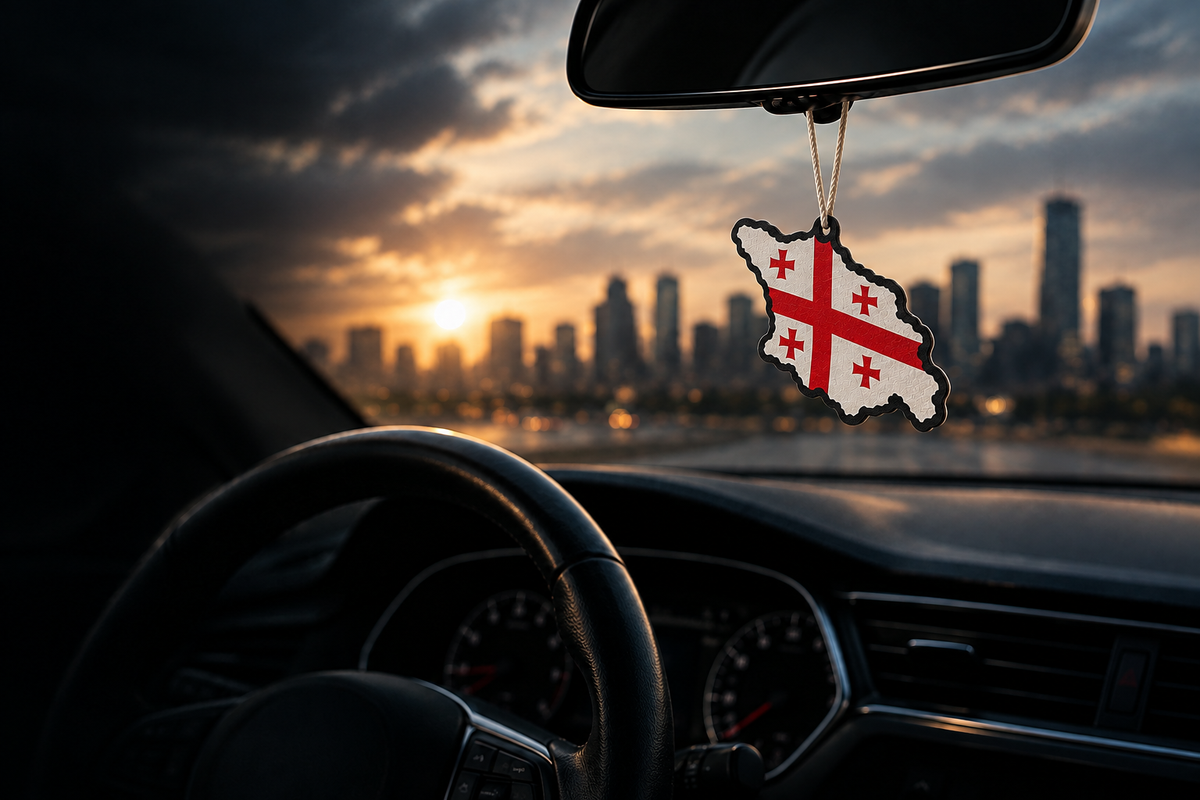 Revised Georgia-shaped air freshener banner